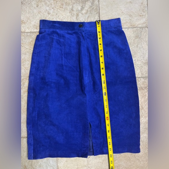 Vintage PS Sport Blue Suede Chic Pencil Skirt Leather Size 6 Y2K Western Rodeo - Picture 13 of 13